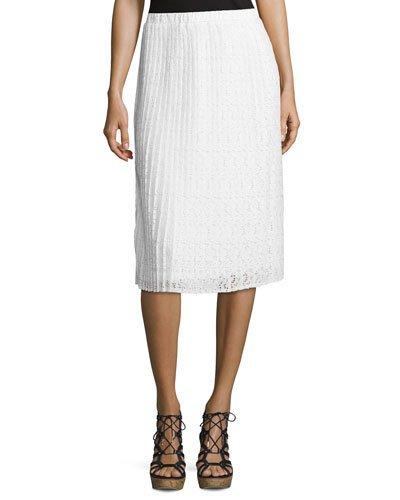 Pleated Floral-lace Midi