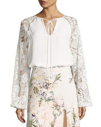 The Enchantment Mixed-media Blouse, White