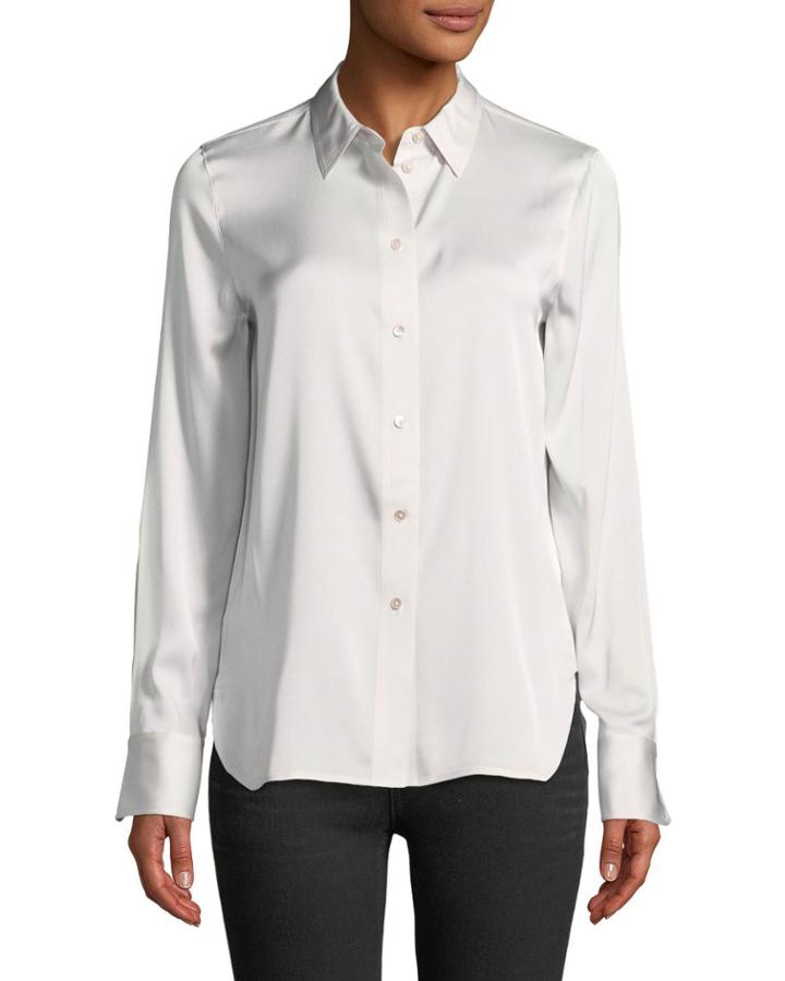 Slim Button-front Silk