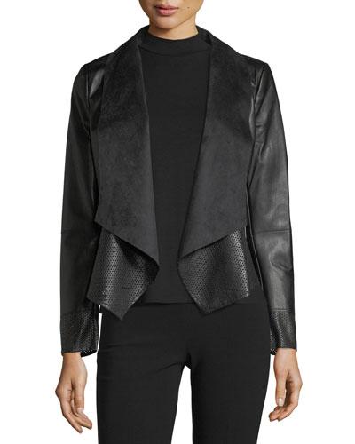 Vegan Leather Drape-front Jacket