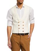 Men's One-and-a-breasted Wool/linen Waistcoat