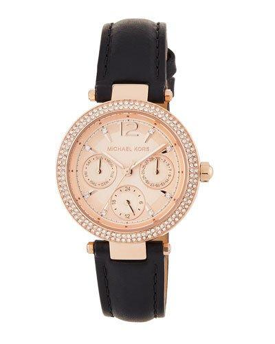 33mm Mini Parker Glitz Chronograph Watch W/ Leather