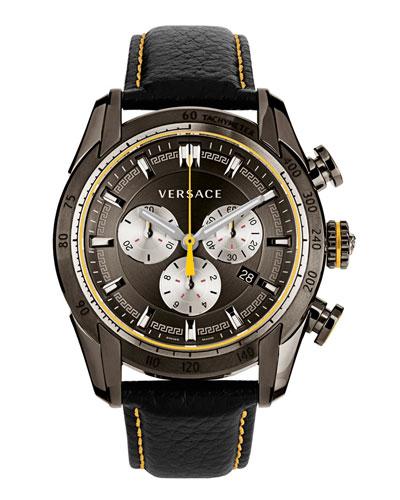 44mm Men's V-ray Chronograph Watch W/ Leather