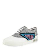 Glitter Beaded Lace-up Low-top Sneaker,