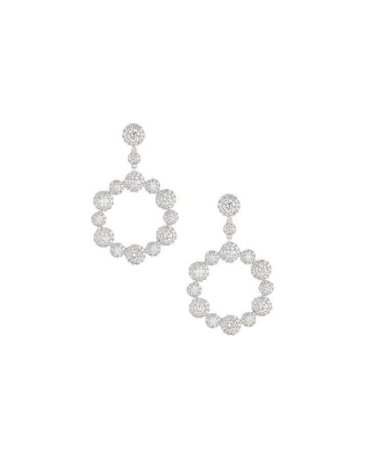 14k White Gold Diamond Fashion Halo Earrings