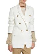 Double-breasted Jersey Couture Blazer W/ Brass Buttons