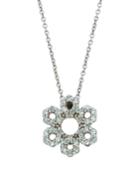 18k White Gold Diamond Flower Pendant Necklace
