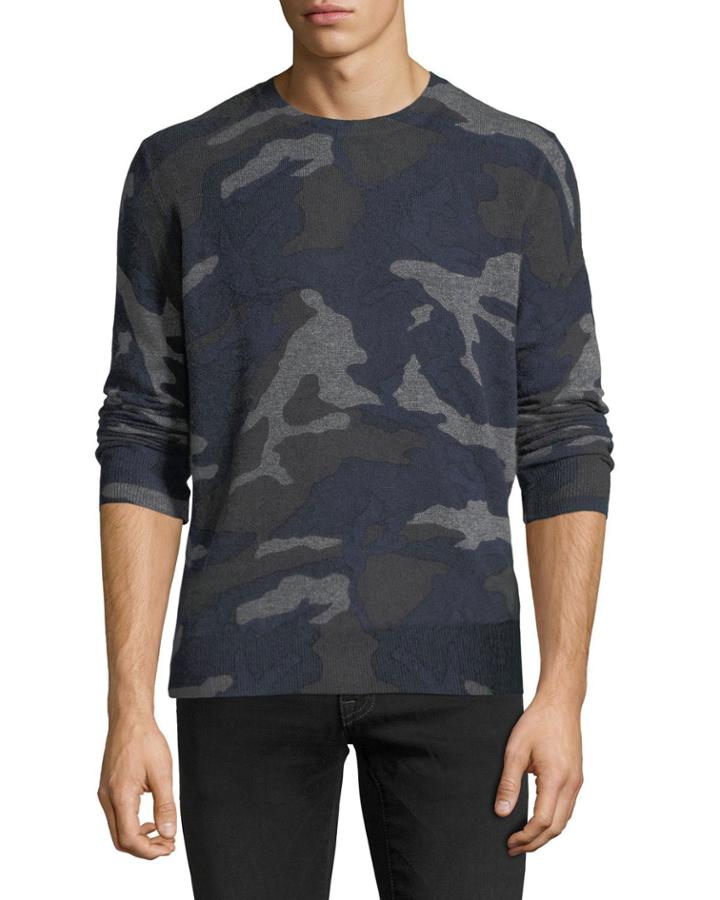 Men's Cashmere Camouflage Crewneck
