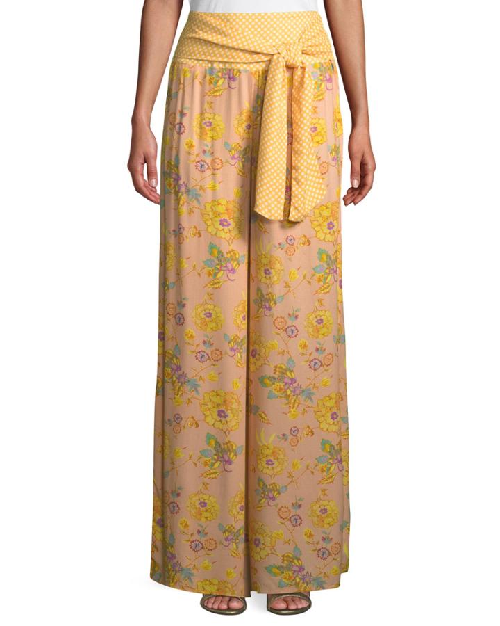 Fran Printed High-waist Wide-leg Pants