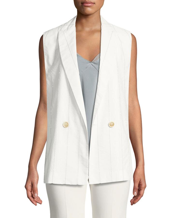 Monili-striped Cotton Blazer Vest