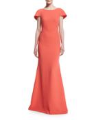 Short-sleeve Structured Cape Gown
