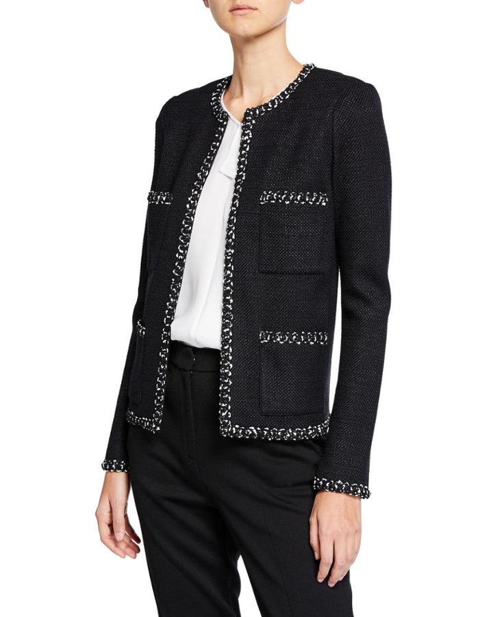 Modern Tweed Jacket W/ Knit Trim