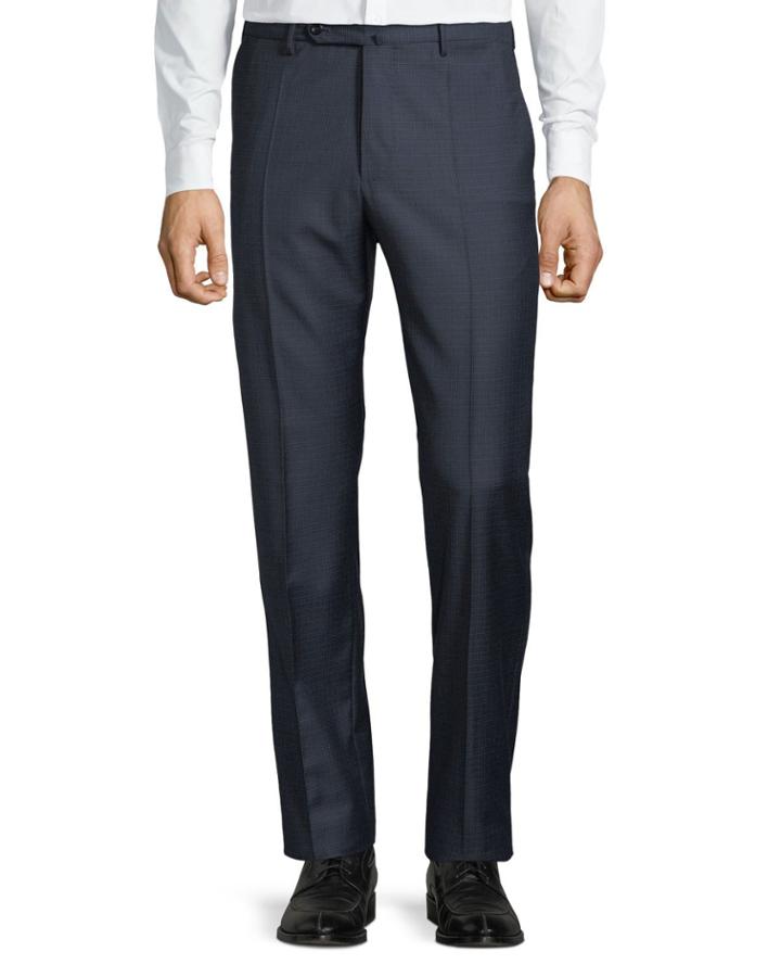 Benson Standard-fit Wool Micro-plaid Trousers