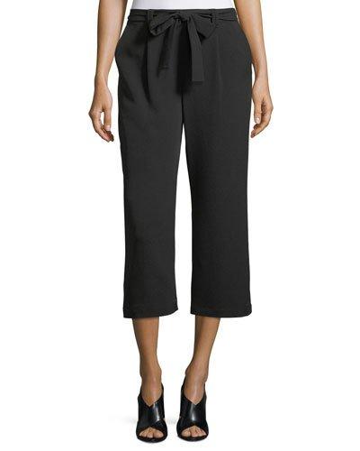Self-tie Sash Crepe Culotte Pants