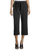 Self-tie Sash Crepe Culotte Pants