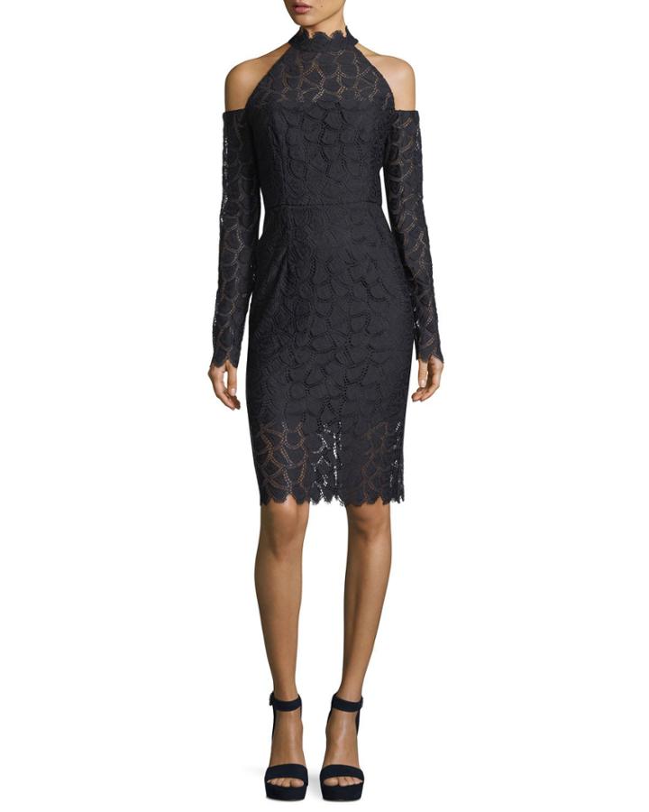 Mira Cold-shoulder Lace Sheath Cocktail Dress
