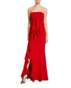 Steele Strapless Ruffle A-line Evening Gown