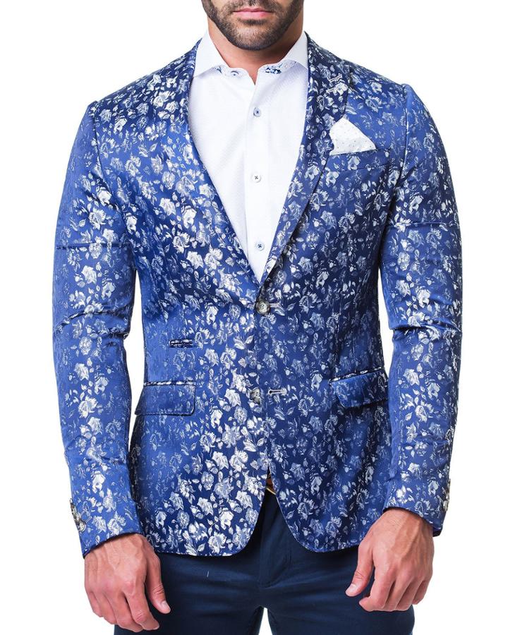 Men's Blazer In Descartes Flower, Gray