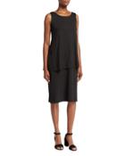 Layered Jersey Tank Dress, Black