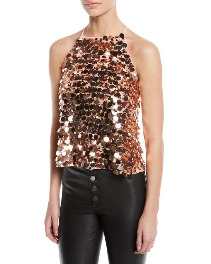 Staci Sequined Halter Top