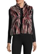 Stand-collar Intarsia Fur Vest