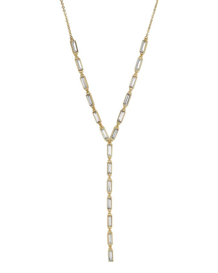 Small Baguette Y-necklace, Gold/clear