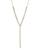 Small Baguette Y-necklace, Gold/clear