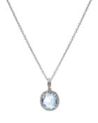 18k White Gold Diamond And Topaz Pendant Necklace