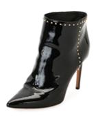 Studded Patent Ankle Boot, Black