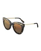 Wide Printed Sunglasses, Gray