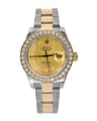 Pre-owned 26mm Diamond Oyster Perpetual Datejust Watch In Two-tone And Gold