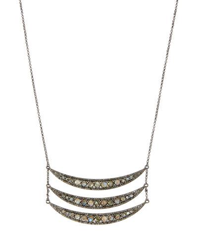Labradorite & Diamond Triple-crescent Pendant Necklace