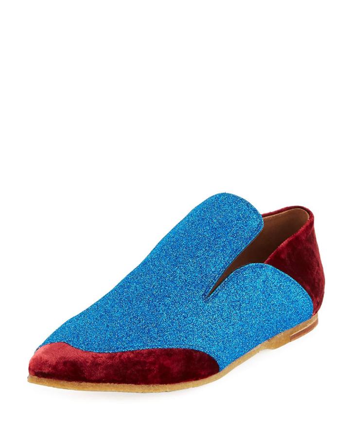 Drop-back Colorblock Glitter/velvet