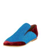 Drop-back Colorblock Glitter/velvet