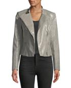 Cropped Faux-leather Moto Jacket, Camel