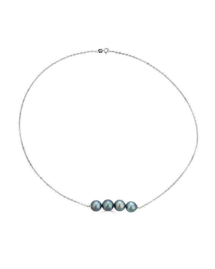 Modern Elegance 14k White Gold Chain Tahitian Pearl Necklace