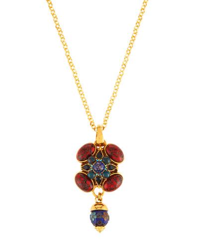 Multi-jewel Long Pendant Necklace
