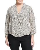 Printed Long-sleeve Blouson Blouse,