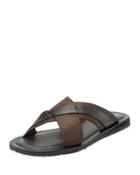 Design Woven Leather Slide Sandal, Black/brown