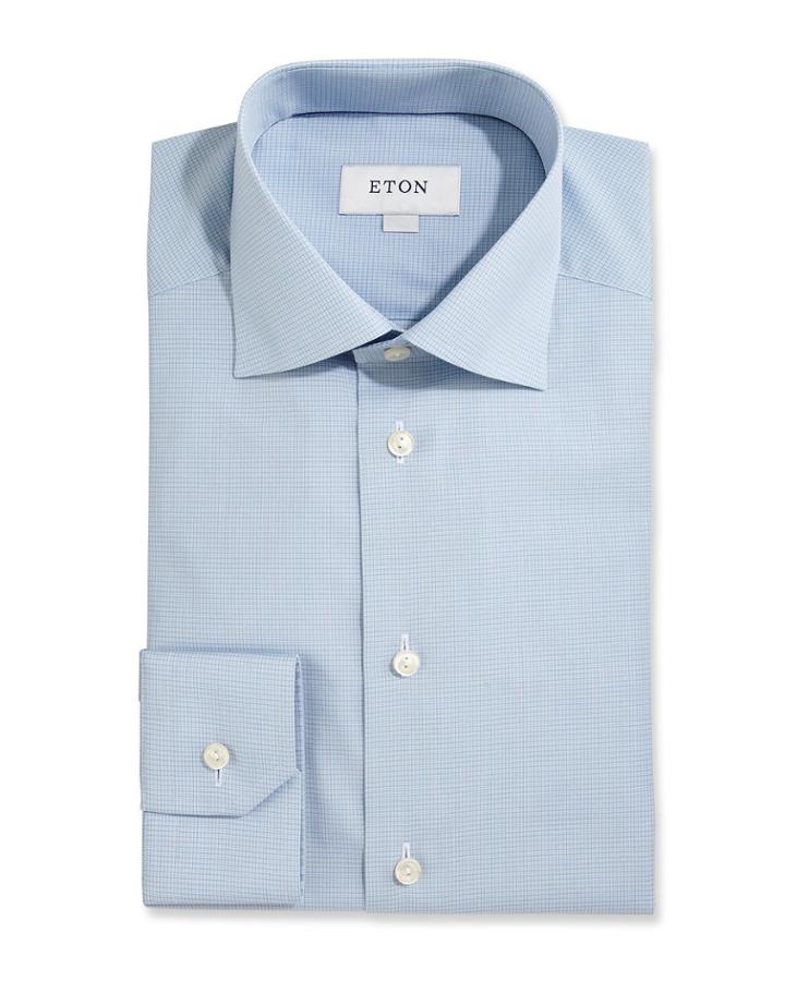 Slim-fit Textured Check Dress Shirt,