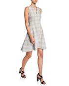 Zip-front Printed A-line Dress