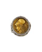Silver And Bronze Athena Coin Ring