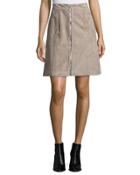 Turner Suede Zip-front Skirt, Flagstone