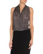 Metallic Jersey Draped Blouse