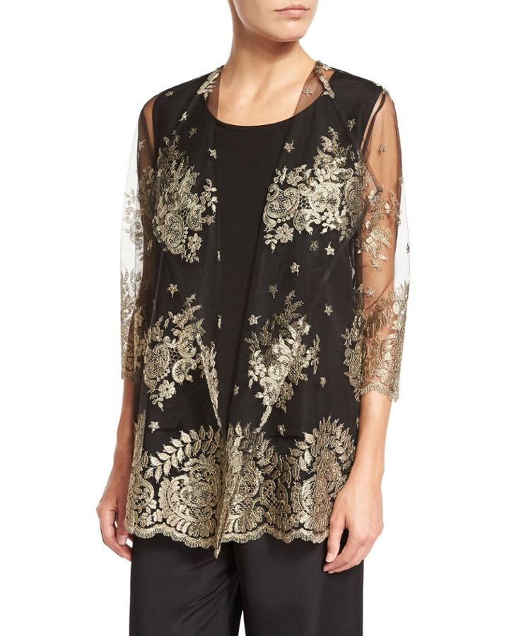Luxury Lace Jacket, Gold/black,