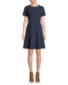 Cheyenne Jewel-neck Short-sleeve A-line Dress