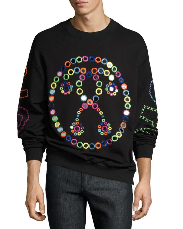 Rainbow Mirror Question Mark Sweatshirt, Black/multicolor