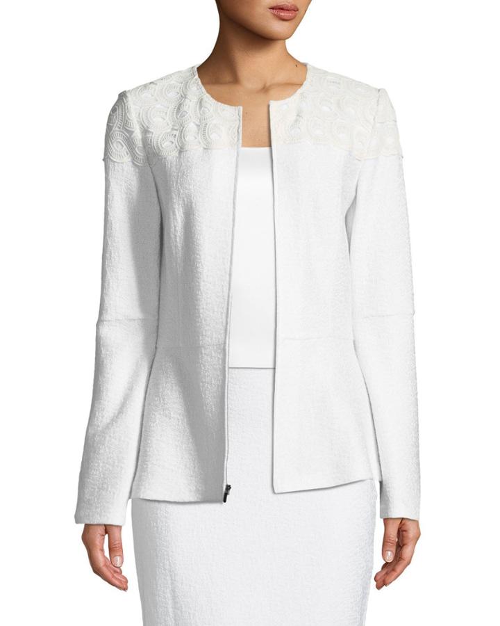 Caris Knit Jewel-neck Jacket