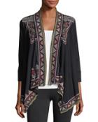 Landon Geometric-embroidered Cardigan