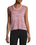 Melange Scoop-neck Tank, Flamingo/black/white